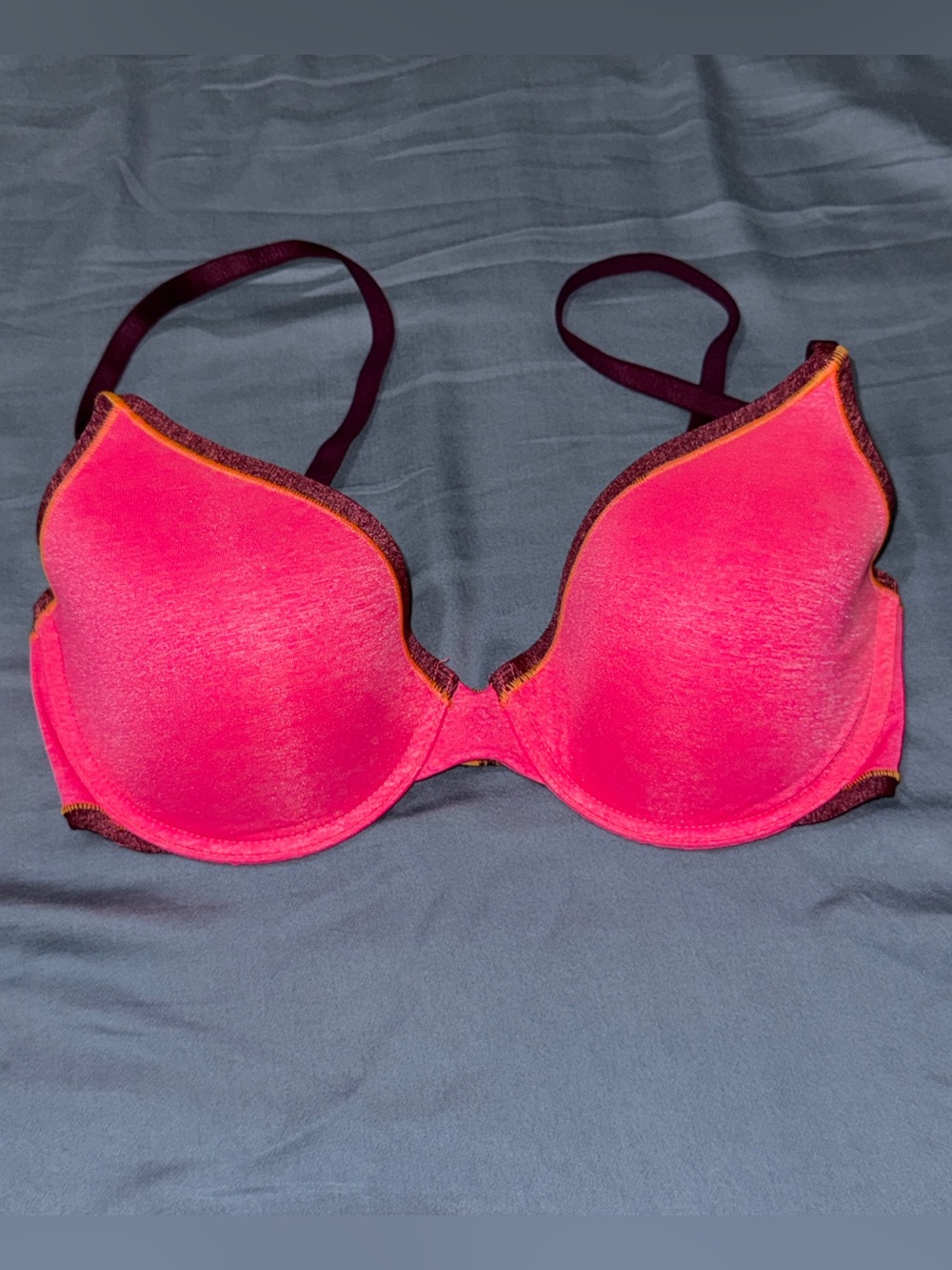 Victoria's Secret Bright Pink Padded Underwire Bra with Contrast Trim